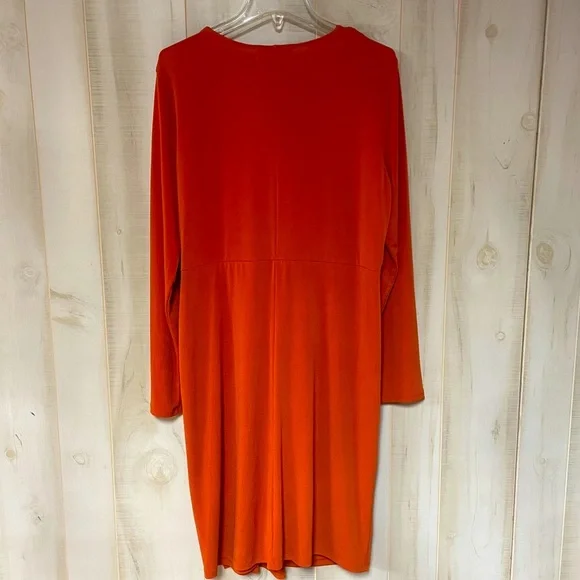 Michael Kors Orange Long Sleeve Knee LengthWrap-Look Dress Sz XL
